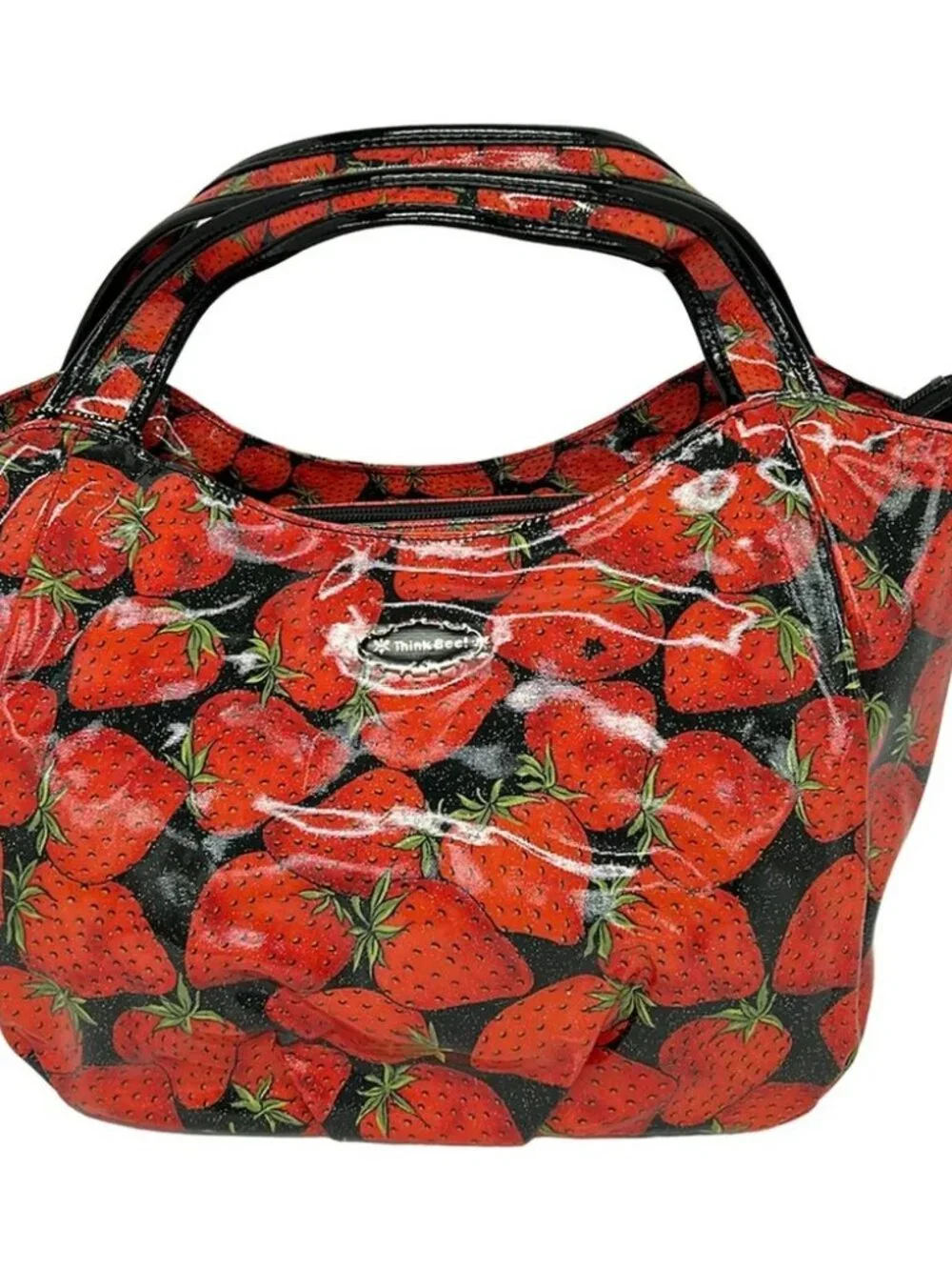 ThinkBee Black Red Green Coated Canvas Handbag
